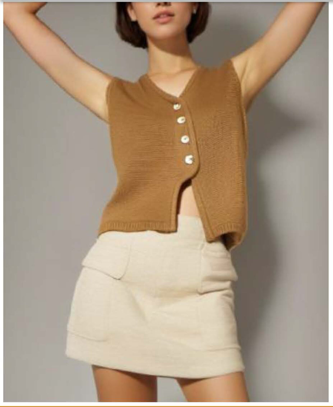 Button Front Knit Vest