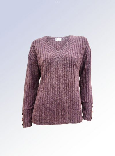 Ribbed V- Neck Sweater  - Two colours