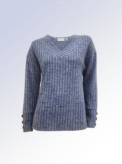 Ribbed V- Neck Sweater  - Two colours