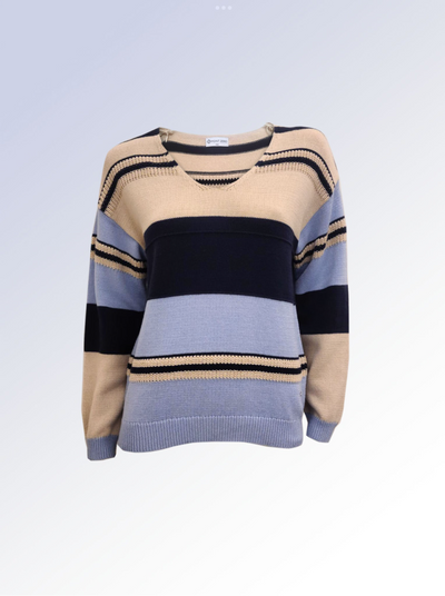 Striped Cotton Blend Sweater