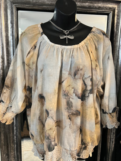Cotton Gauze Peasant Blouse