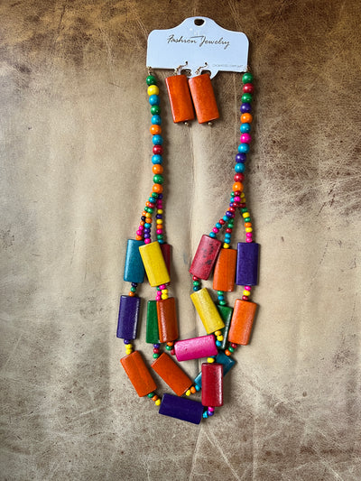 Wooden Bead Necklace Set