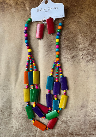 Wooden Bead Necklace Set