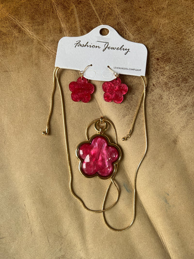 Flower Necklace Set-  Four colours