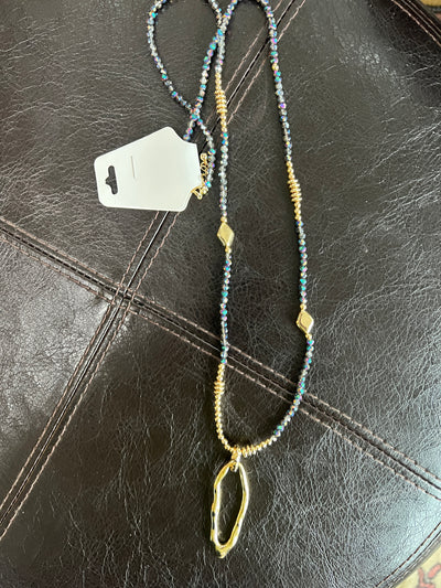 Iridescent Blue and Gold Necklace