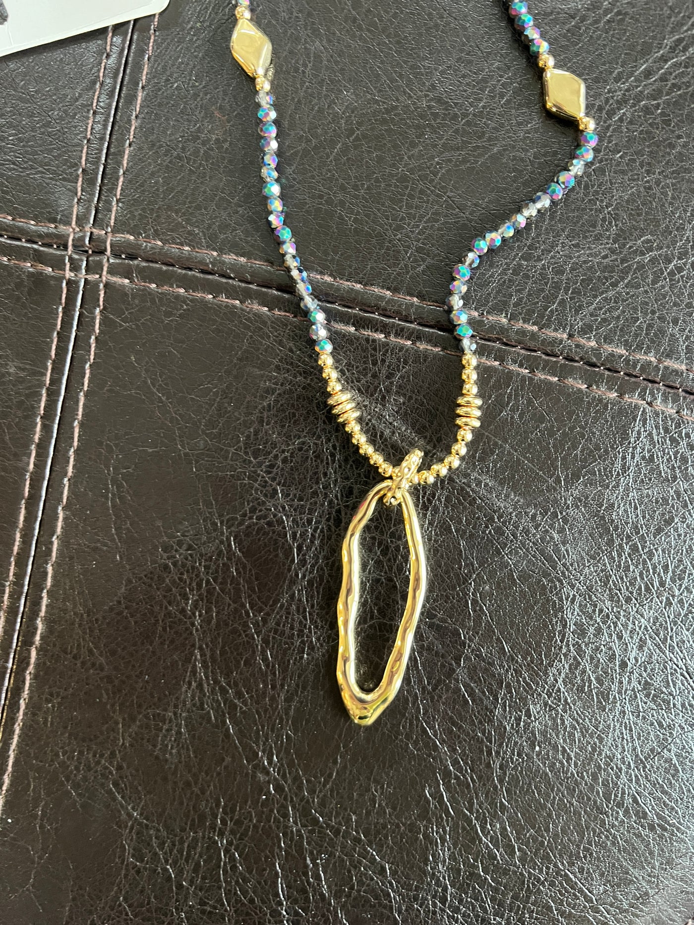Iridescent Blue and Gold Necklace