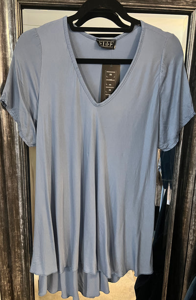 Short Sleeve V neck high low top 2 colours