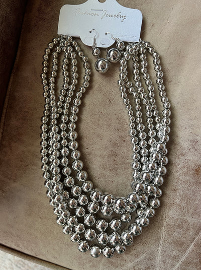 Five Strand Pearl Necklace Set -  Three colours