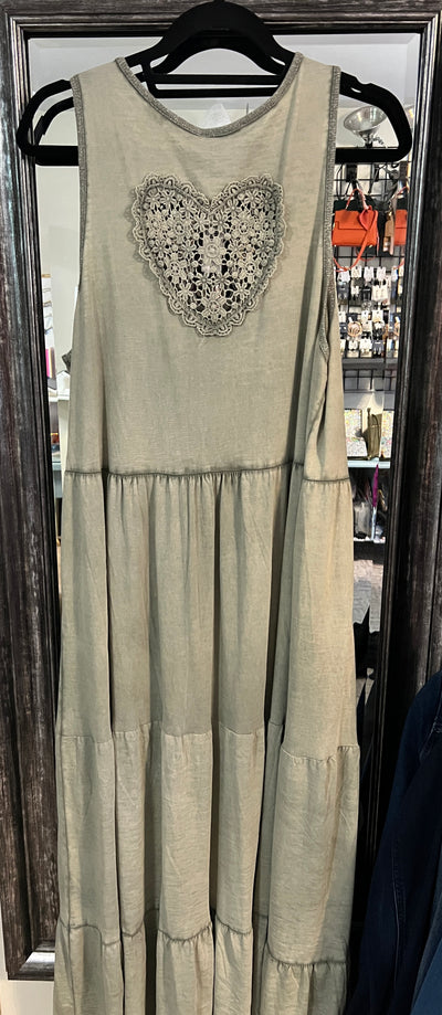 Embroidered Heart Maxi Dress- Two Colours