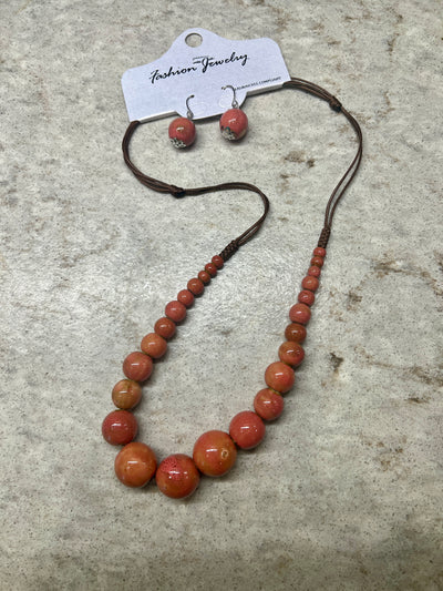 Glazed Bobble necklaces with earrings 3 colours