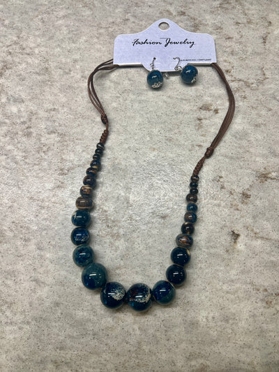 Glazed Bobble necklaces with earrings 3 colours