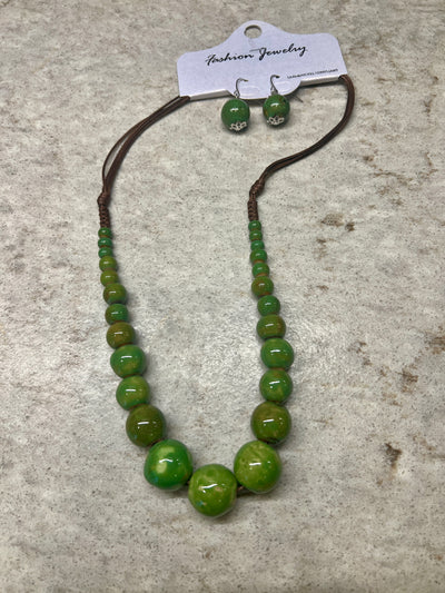 Glazed Bobble necklaces with earrings 3 colours