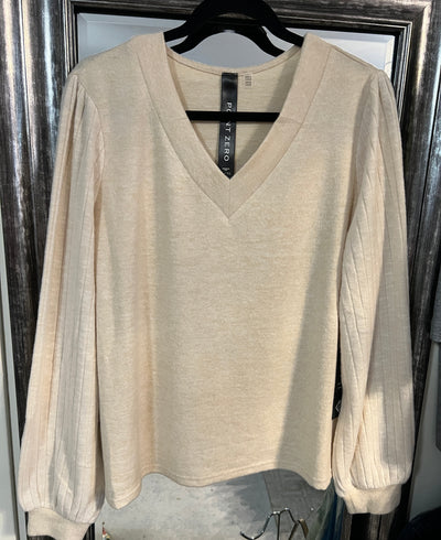 Long Sleeve V-Neck Soft Knit Sweater- Two Colours