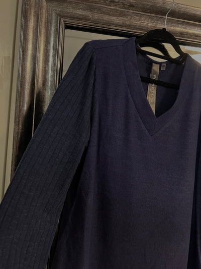 Long Sleeve V-Neck Soft Knit Sweater- Two Colours