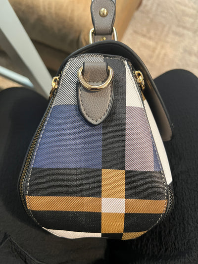 Bella Small Saddlebag, Blue Plaid