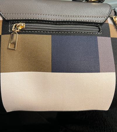 Bella Small Saddlebag, Blue Plaid
