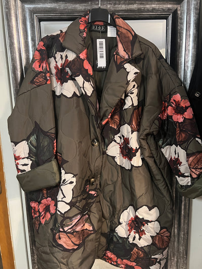 Italian Floral Puffer Coat  - Three colours