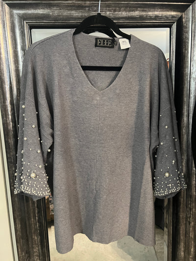 Pearl Sleeve Sweater- Two Colours