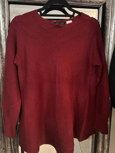 Lightweight Crew Neck Ribbed Sweater with swing bottom -  Two colours