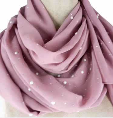 Pearl and Sequin Embellished Scarves - Six Colours