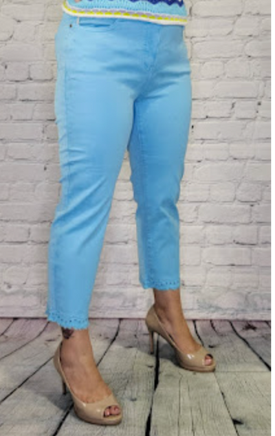 Turquoise Long Jean Capris