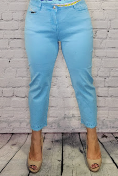 Turquoise Long Jean Capris