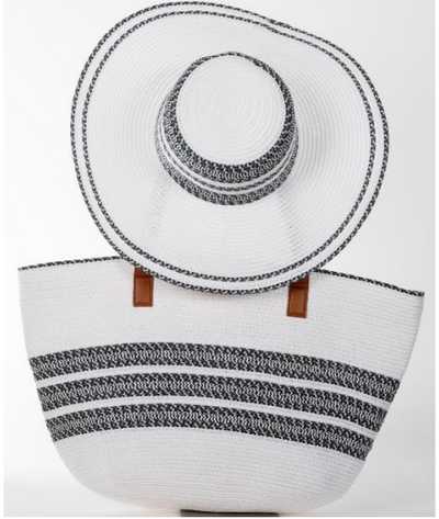 Extra Large striped Rattan Bags with matching hats