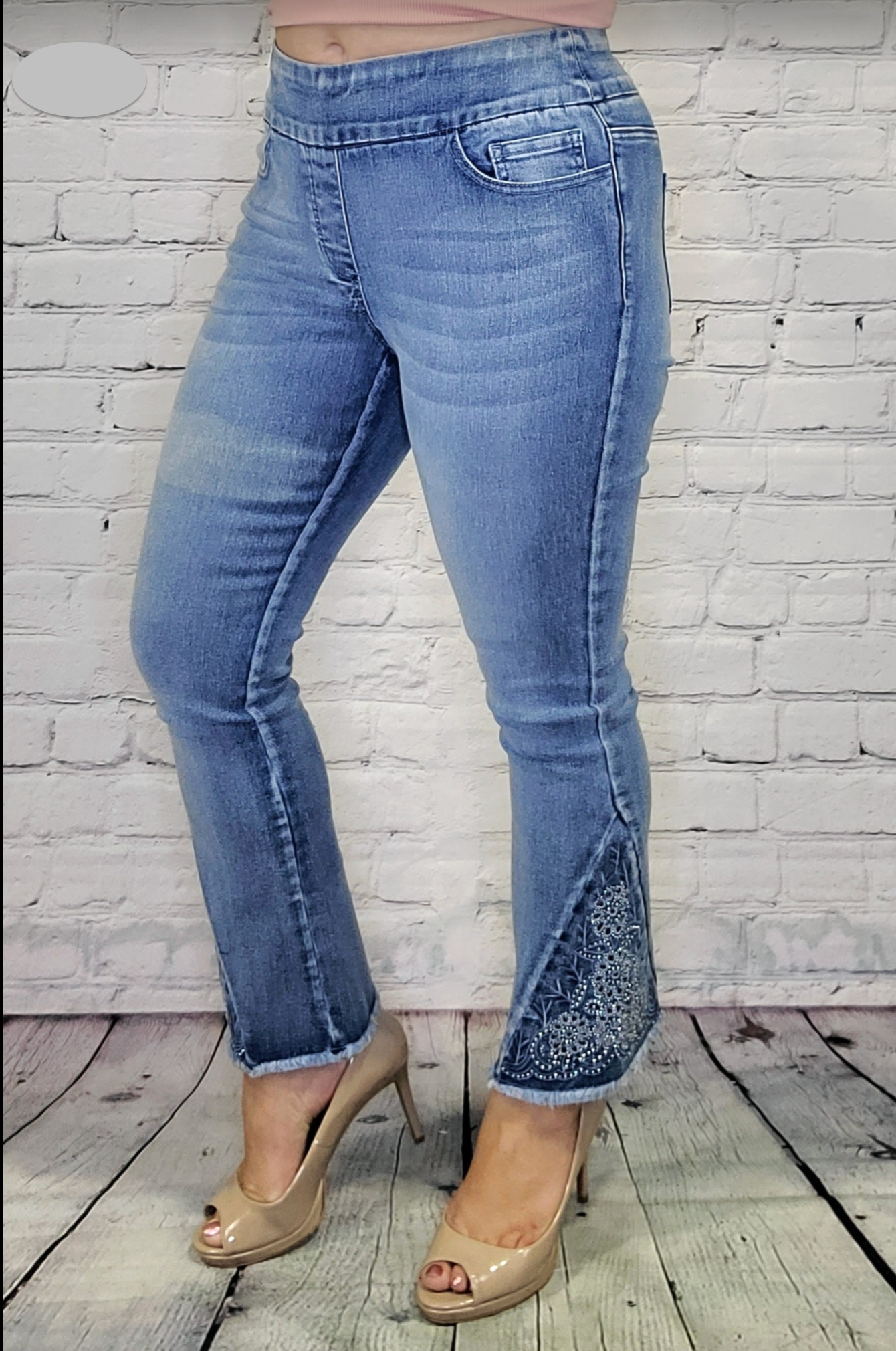 Pull on Jeans with Bling Panel