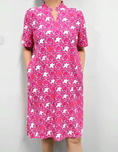 Short sleeve V- neck dress Sun SAFE ultraviolet fabric 2 colours