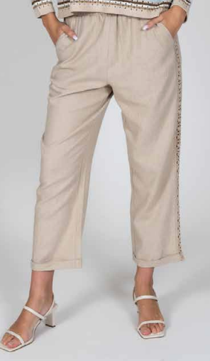 Linen Blend Pant Flax colour