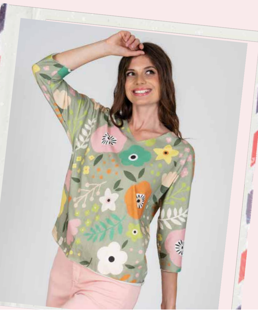 Flower Power 3 quarter sleeve tee  Cotton