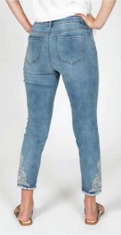 Denim Crop jean with embroidery