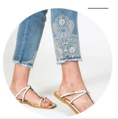 Denim Crop jean with embroidery