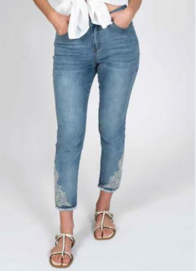 Denim Crop jean with embroidery