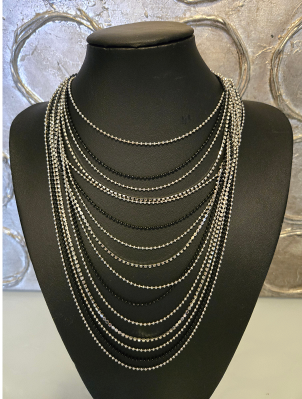 Multi Strand silver and black set