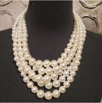 Five Strand Pearl Necklace Set -  Two colours