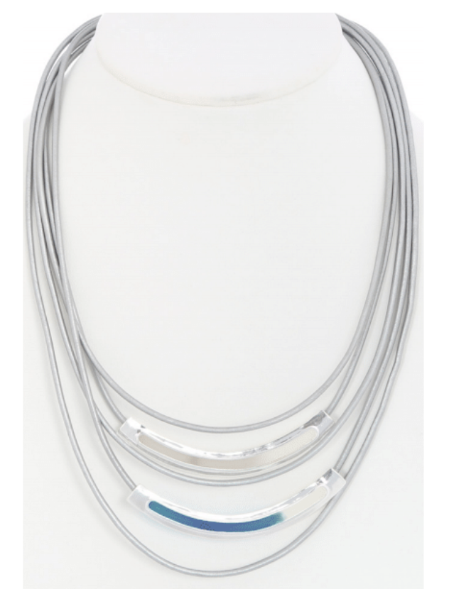 Multi Strand Navy and Cream Necklace