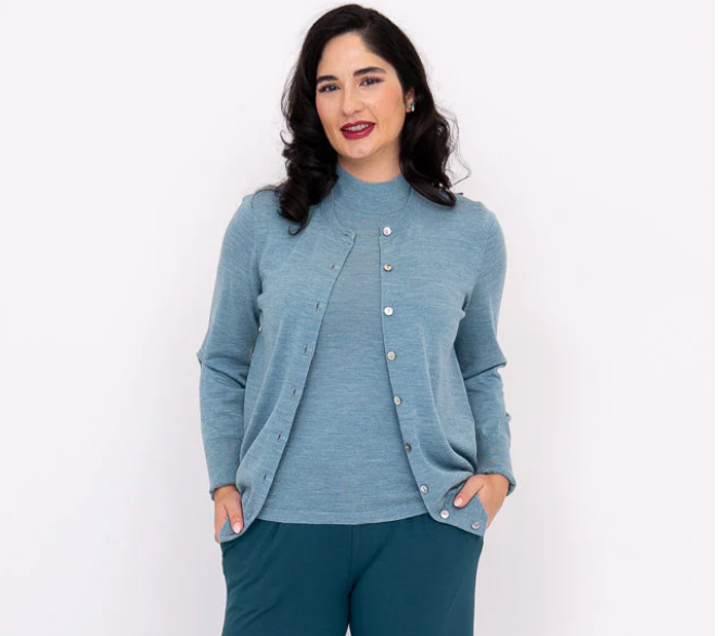 Rita Mock Neck Sweater in Teal