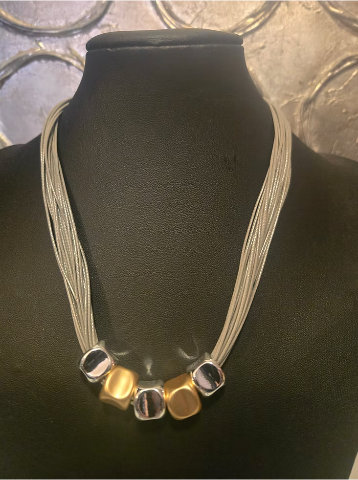 Magnetic Closure Cube Multistrand Necklace