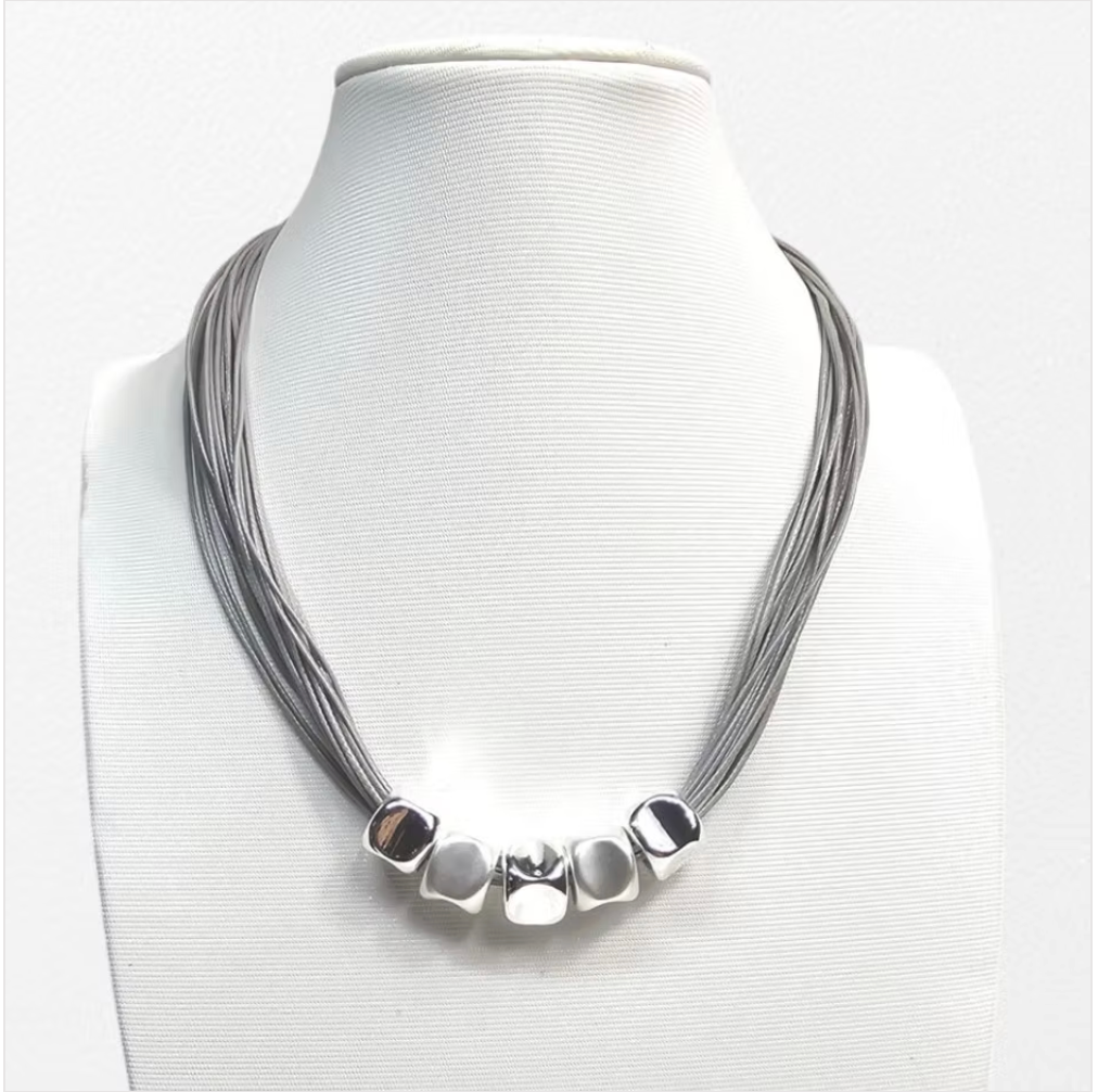 Magnetic Closure Cube Multistrand Necklace
