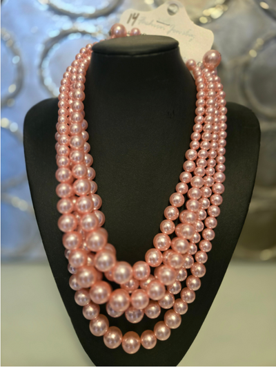 Five Strand Pearl Necklace Set -  Two colours