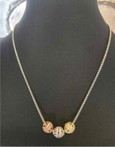 Tri Coloured Cubic Zirconia Stone Necklace