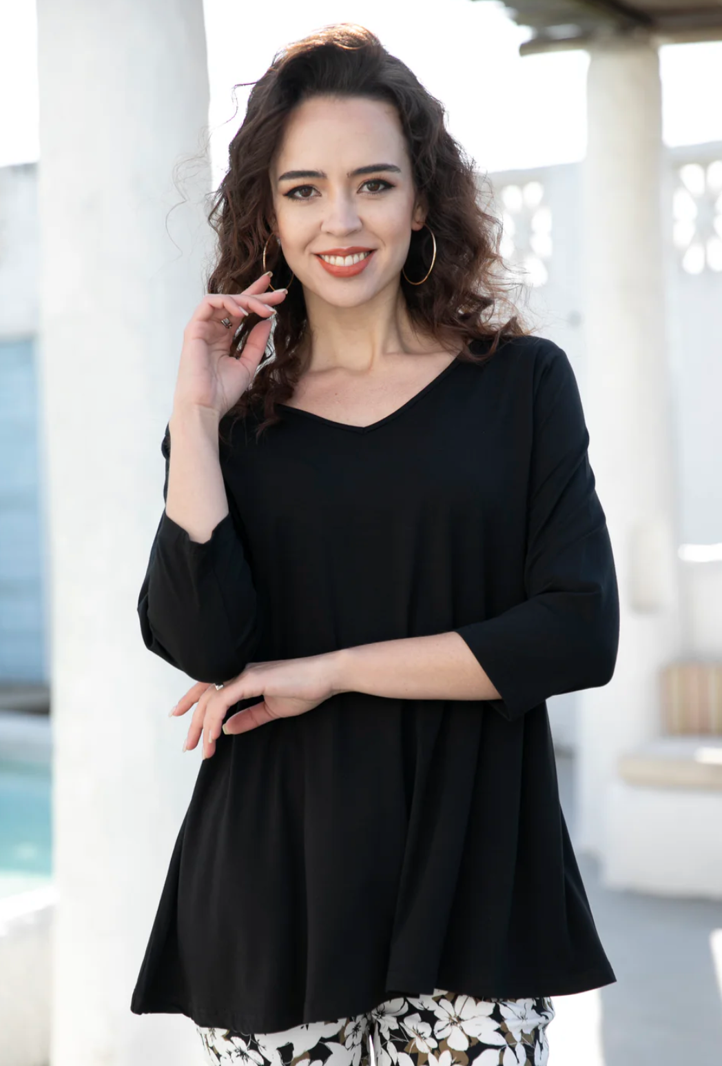 Bamboo reversible 3/4 sleeve tops 4 colours