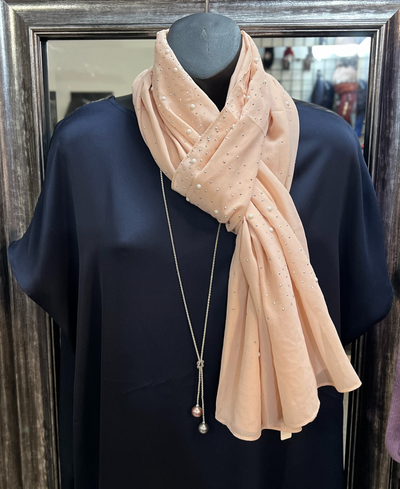 Pearl and Sequin Embellished Scarves - Six Colours