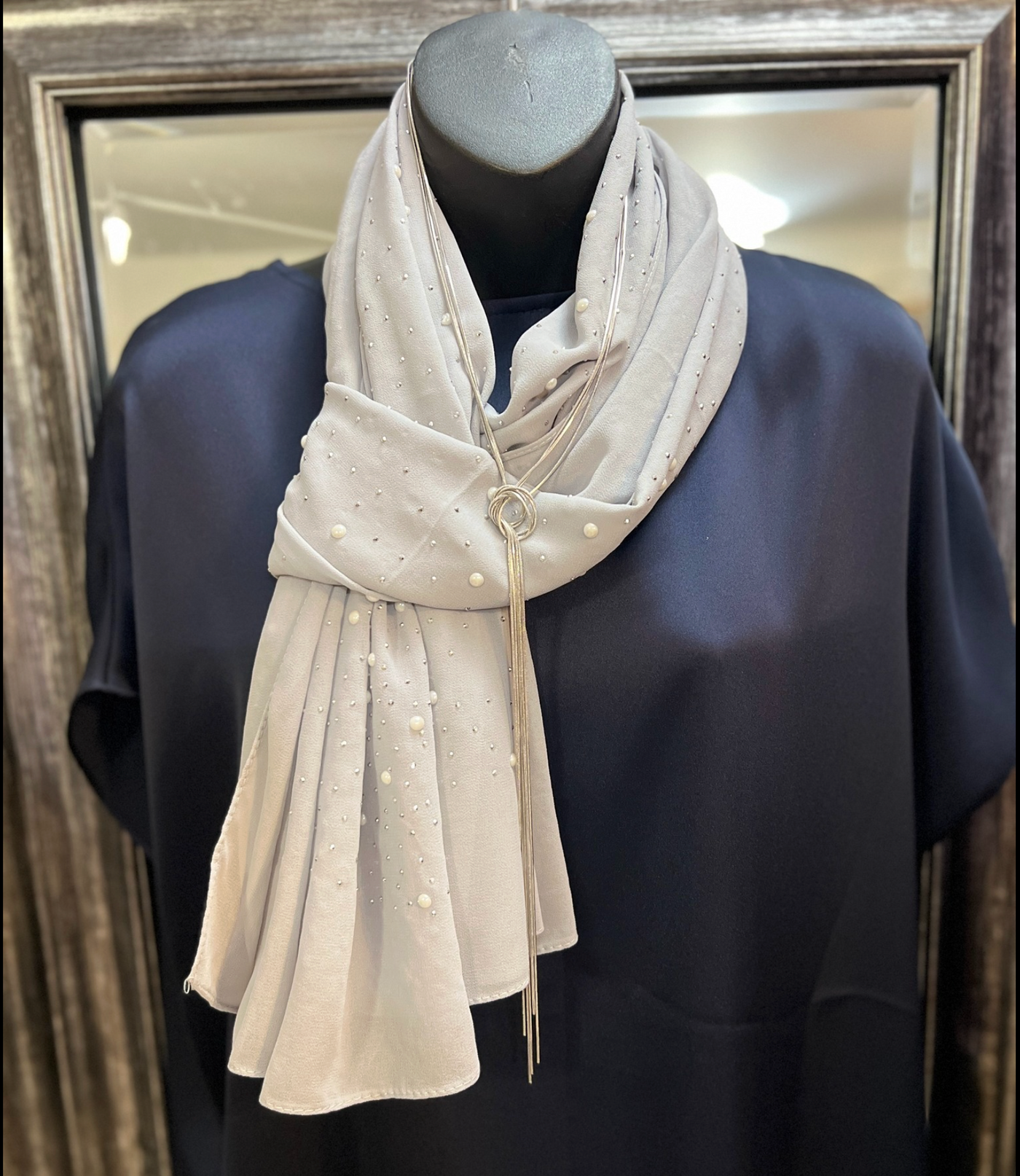 Pearl and Sequin Embellished Scarves - Six Colours