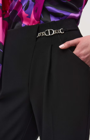 Relaxed Ankle Length Pant with Silver Buckle by Joseph Ribkoff
