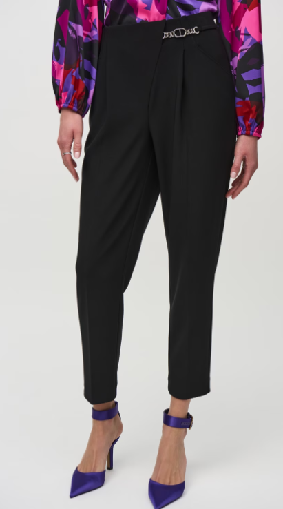 Relaxed Ankle Length Pant with Silver Buckle by Joseph Ribkoff