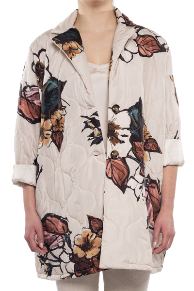 Italian Floral Puffer Coat  - Three colours