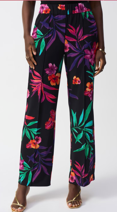 Silky knit tropical print pant