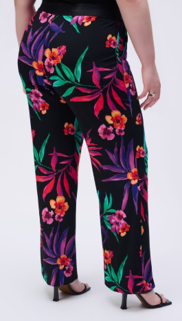 Silky knit tropical print pant